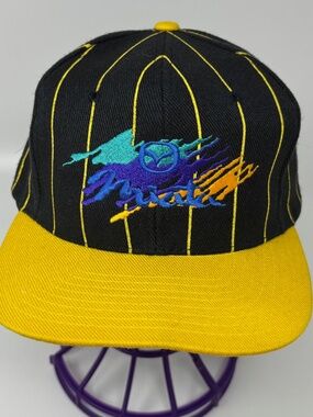 Nissin Mazda Miata Vintage Snapback Cap Hat 1990's Black Yellow Stripes One Size